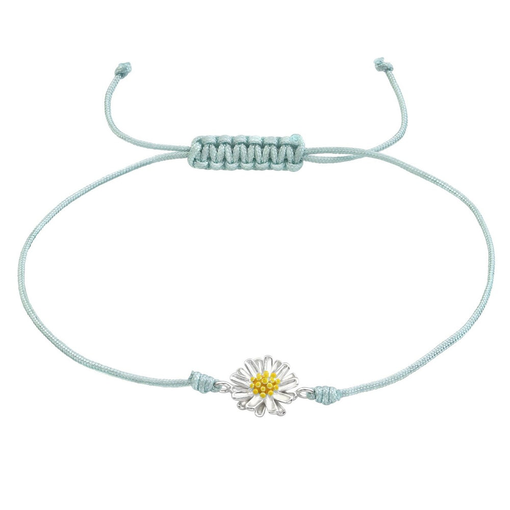 Light Green Sterling Silver Daisy Adjustable Bracelet