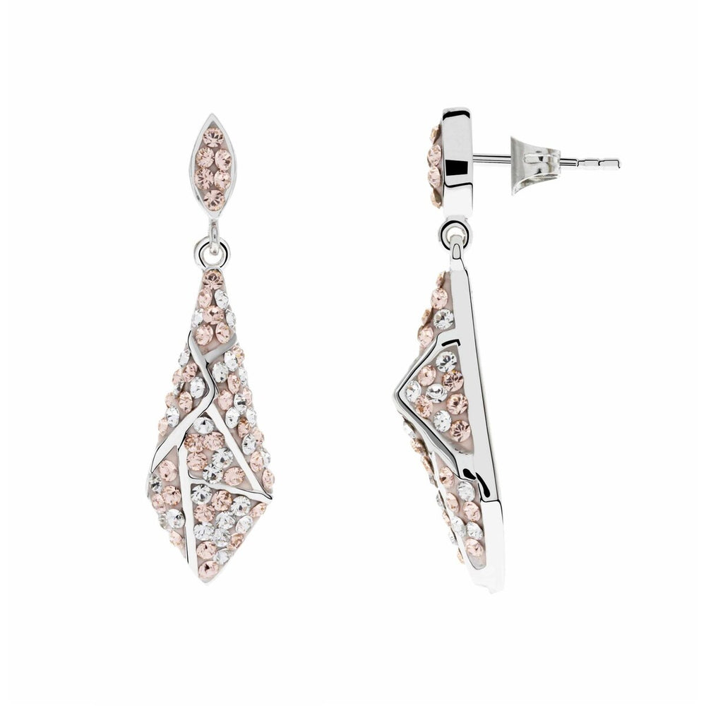 Light Pink Clear Pave Swarovski Crystal Drop Earrings