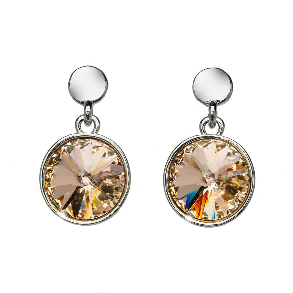 Light Silk Circular Earrings With Swarovski Crystals - Light Silk