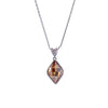 Light Topaz Swarovski Crystal Pendant Necklace - White