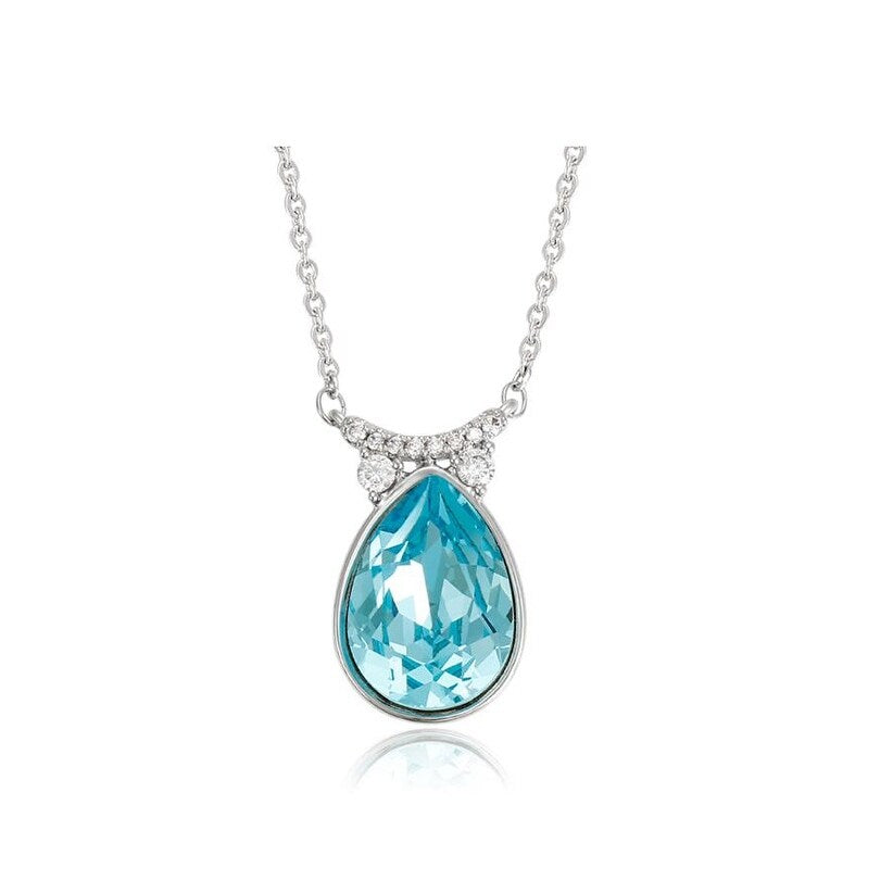 Light Turquoise Swarovski Crystal Teardrop Pendant Necklace