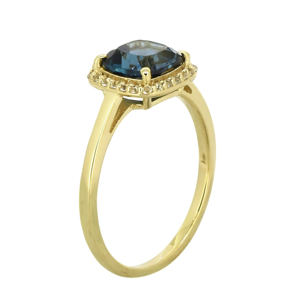 London Blue Topaz Halo Gold Ring