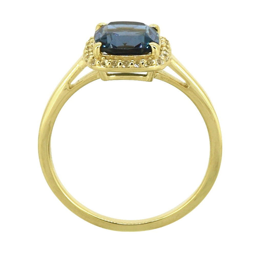 London Blue Topaz Halo Gold Ring