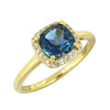 London Blue Topaz Halo Gold Ring