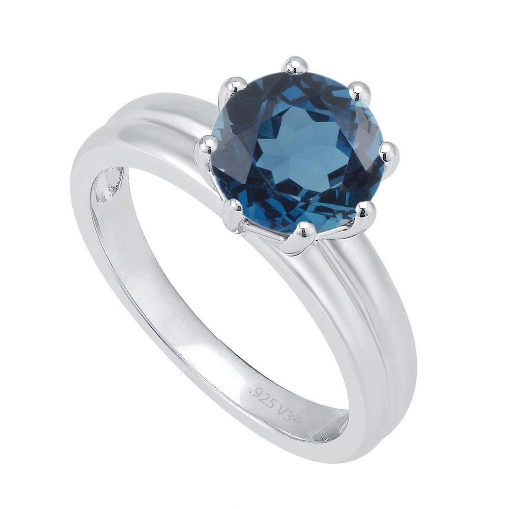 London Blue Topaz Solitaire Ring in Sterling Silver