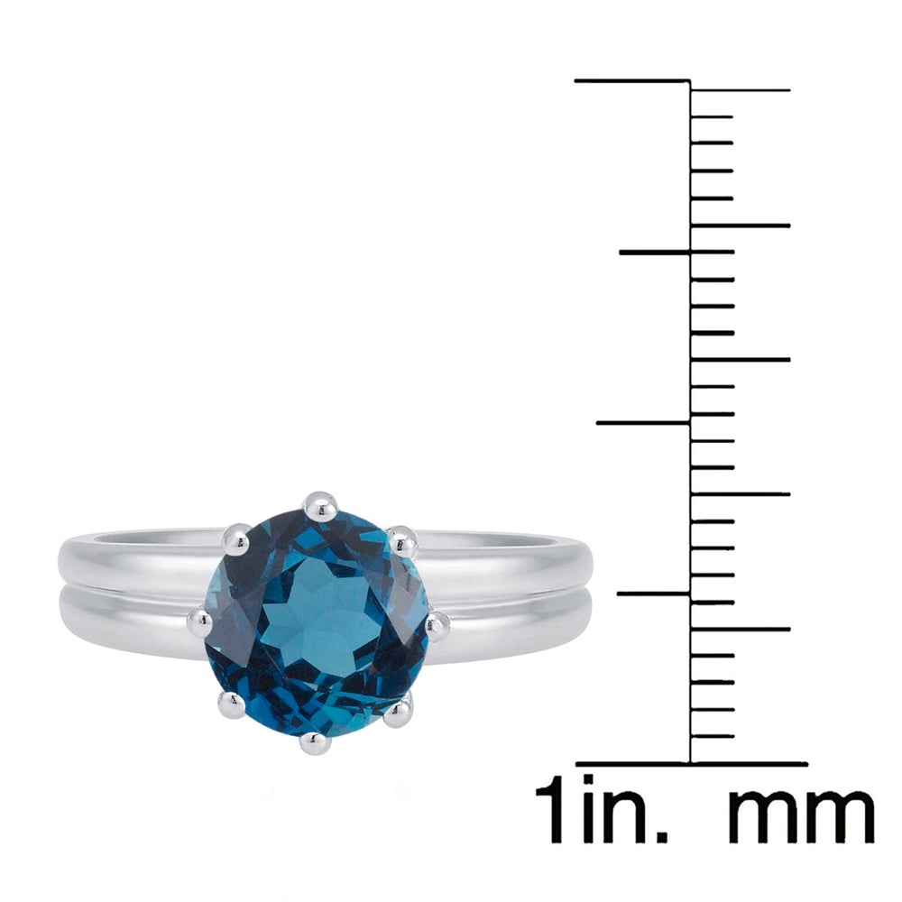 London Blue Topaz Solitaire Ring in Sterling Silver