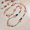 Long Multi Gemstone Hand Wire-Wrapped Station Necklace