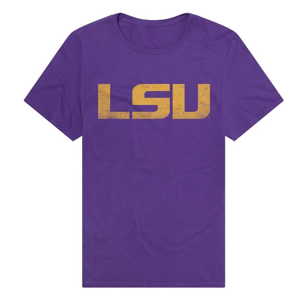 Louisiana State University Simple Distressed Logo Unisex Adult Premium T Shirt