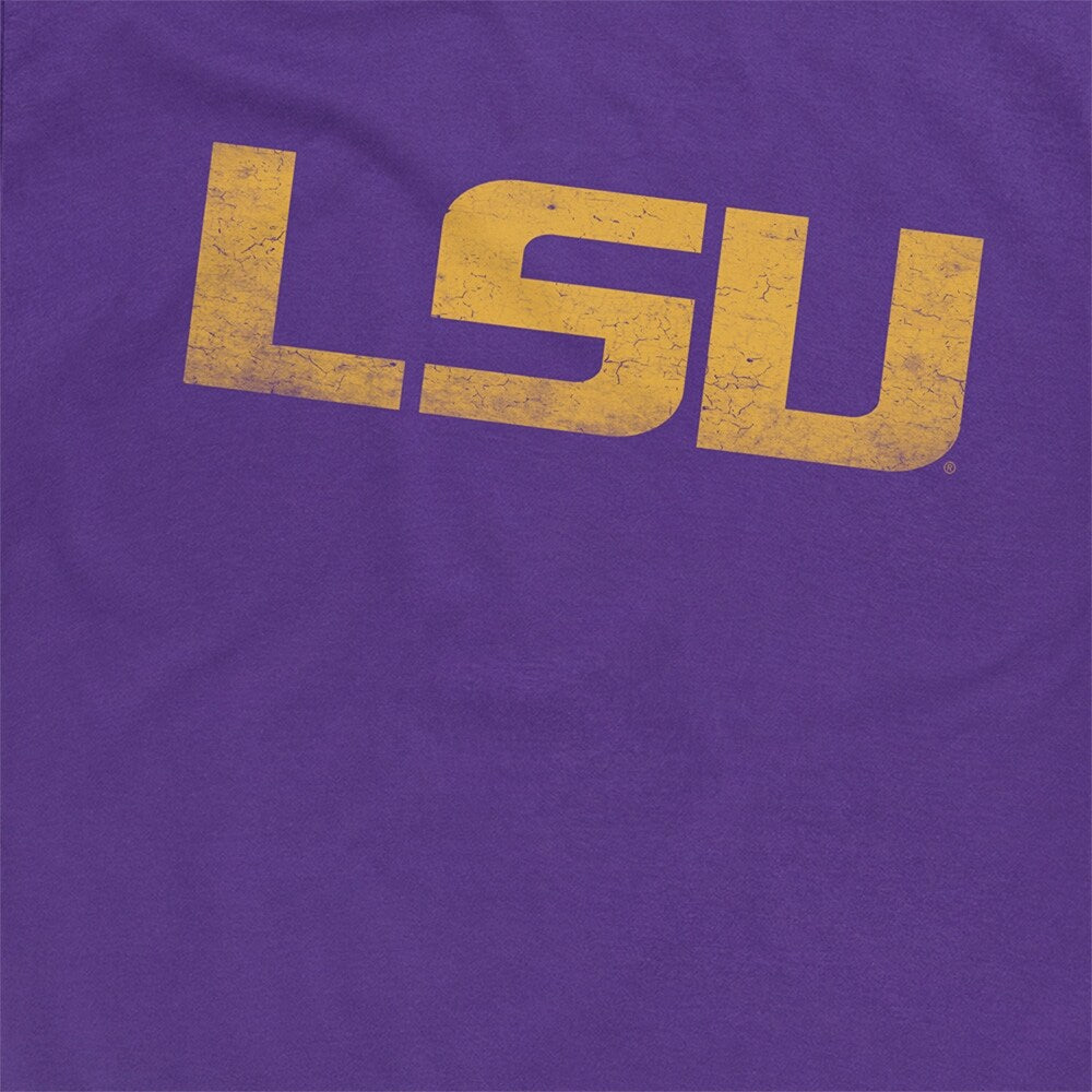 Louisiana State University Simple Distressed Logo Unisex Adult Premium T Shirt