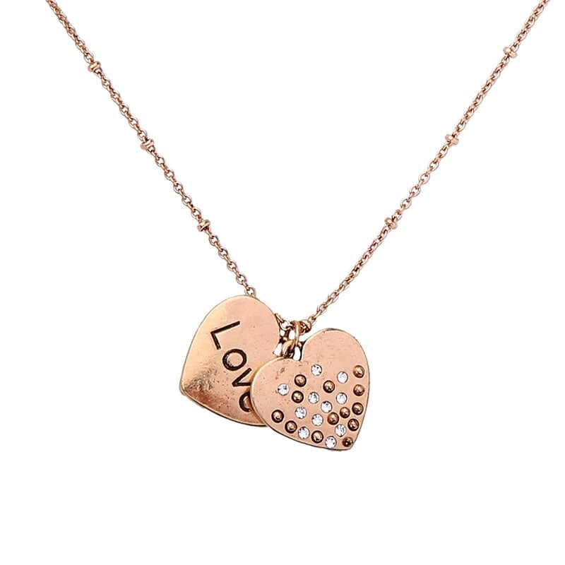 Love Brass Heart Charm Necklace - White