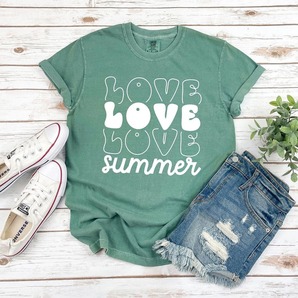 Love Summer Stacked Garment Dyed Tee