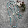 Magnesite Turquoise and Pearl Station Necklace