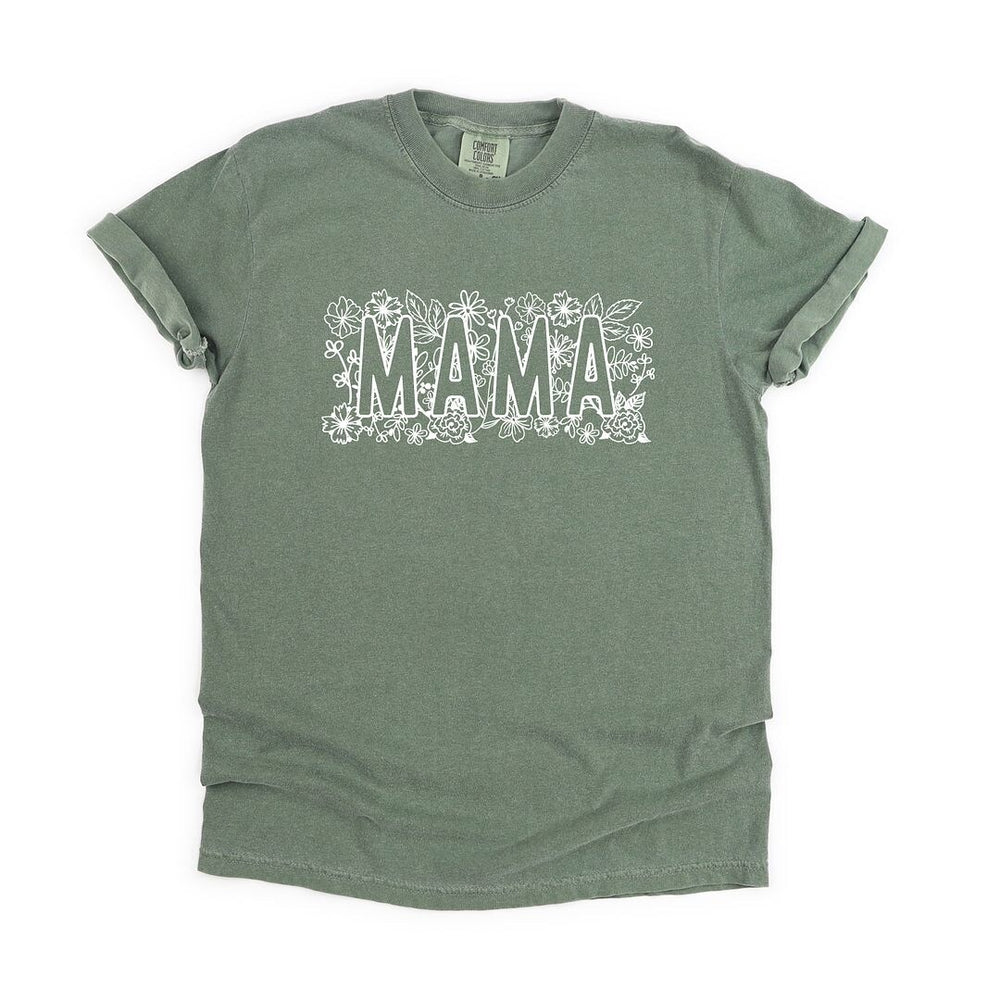 Mama Bold Flowers Garment Dyed Tee