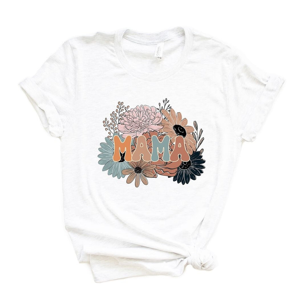 Mama Colorful Flower Bouquet Short Sleeve Crewnneck Tee