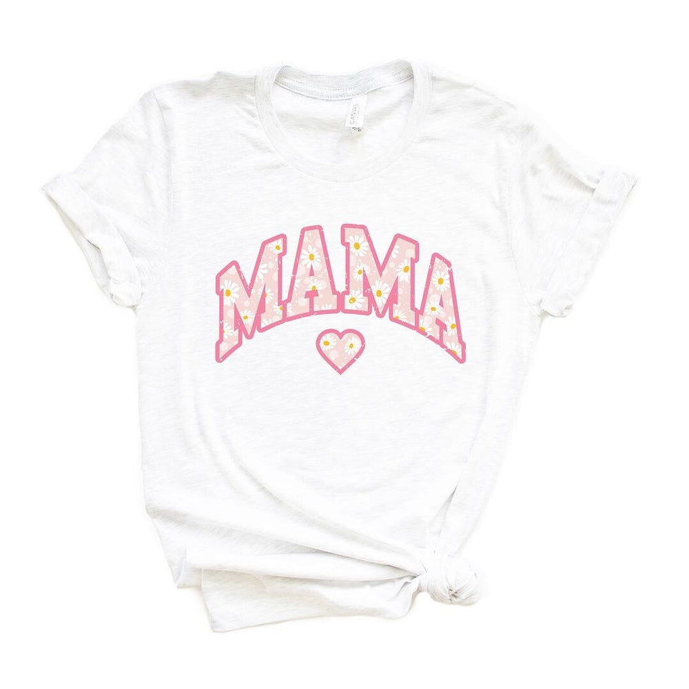 Mama Curved Floral Short Sleeve Crewnneck Tee