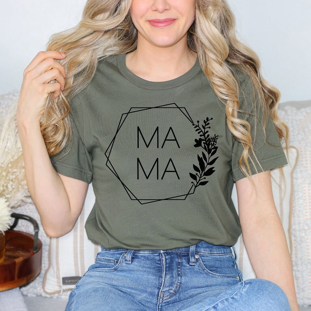 Mama Floral Hexagon Short Sleeve Crewnneck Tee