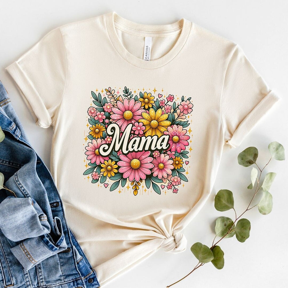 Mama Flower Collage Short Sleeve Crewnneck Tee