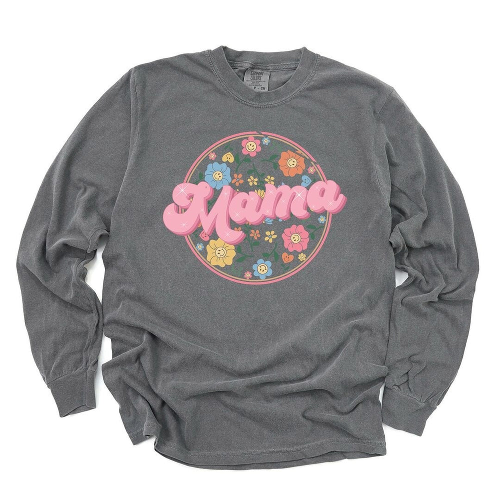 Mama Flowers Circle Garment Dyed Long Sleeve