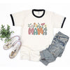 Mama Flowers Colorful Ringer Tee