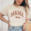 Mama Leopard Lightning Bolt Short Sleeve Crewnneck Tee