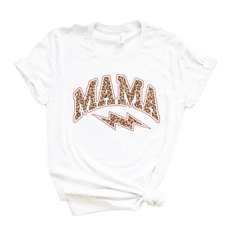 Mama Leopard Lightning Bolt Short Sleeve Crewnneck Tee