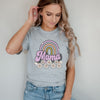 Mama Rainbow Flowers Short Sleeve Crewnneck Tee