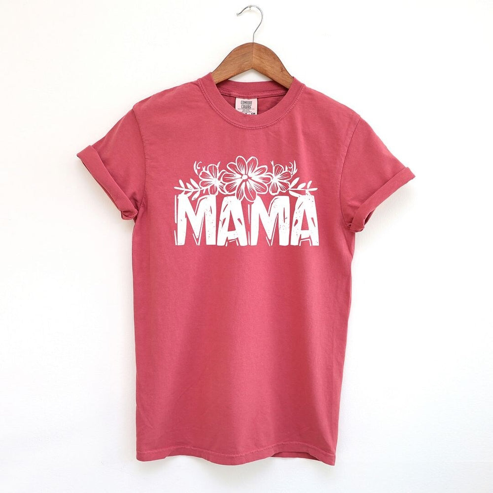 Mama Topped with Flowers Garment Dyed Tee