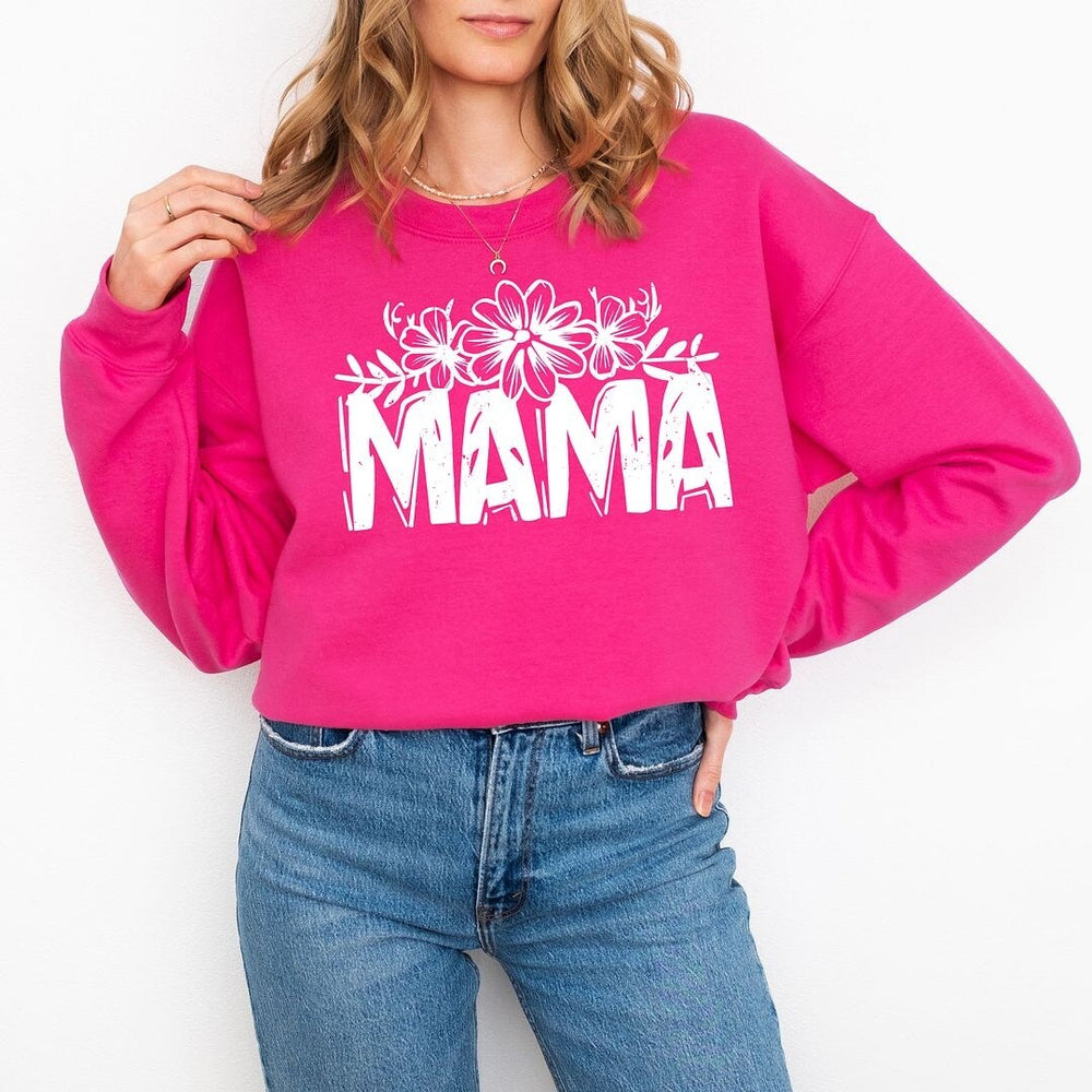 Mama Topped with Flowers Graphic Sweatshirt