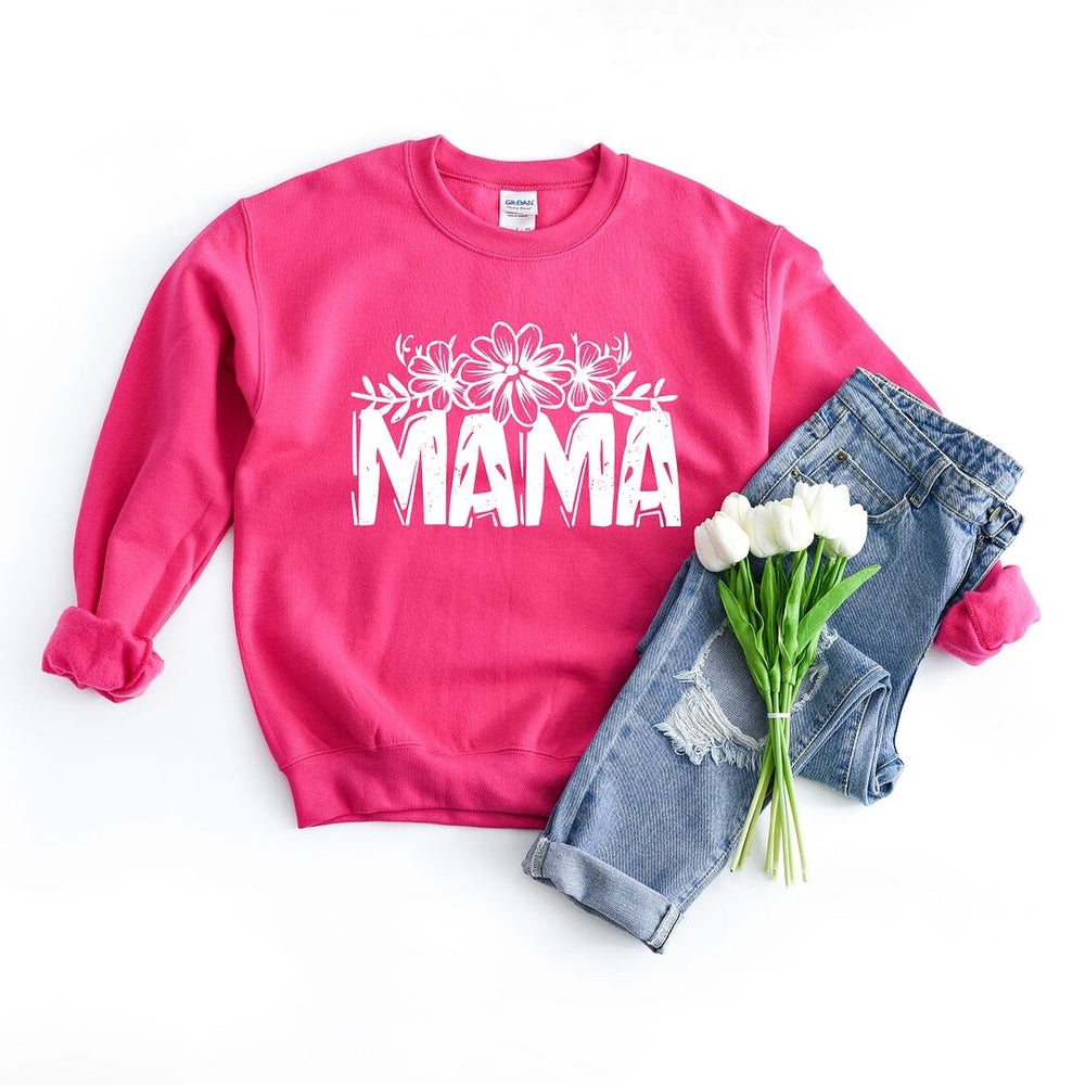 Mama Topped with Flowers Graphic Sweatshirt