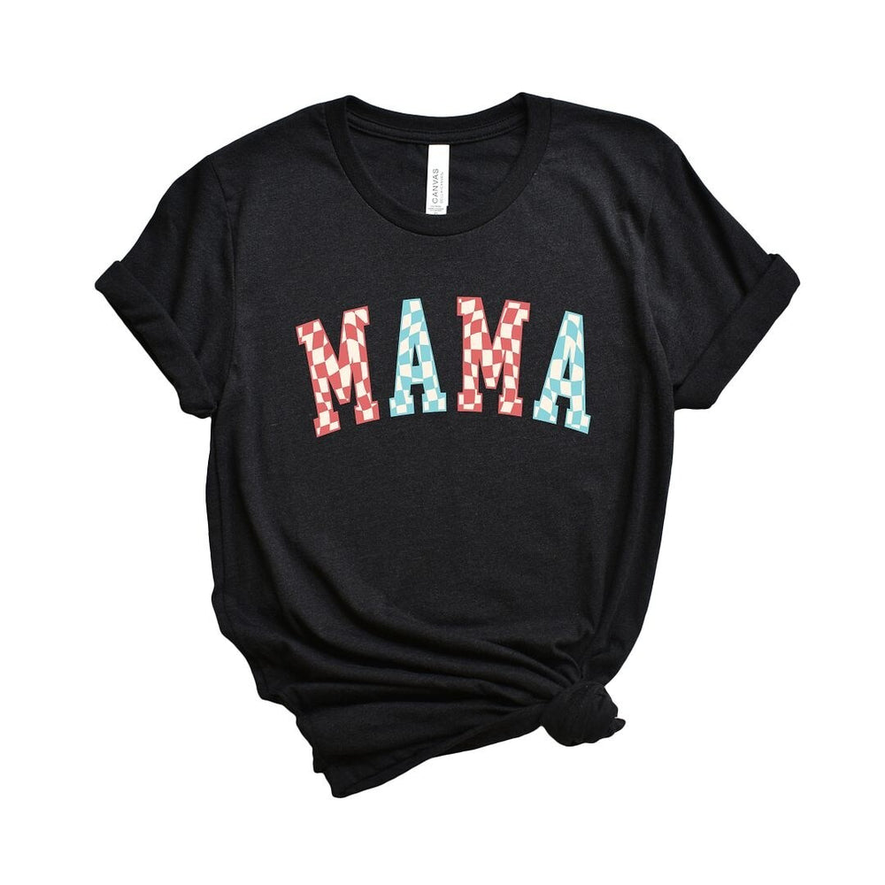 Mama Wavy Checkered Short Sleeve Crewnneck Tee