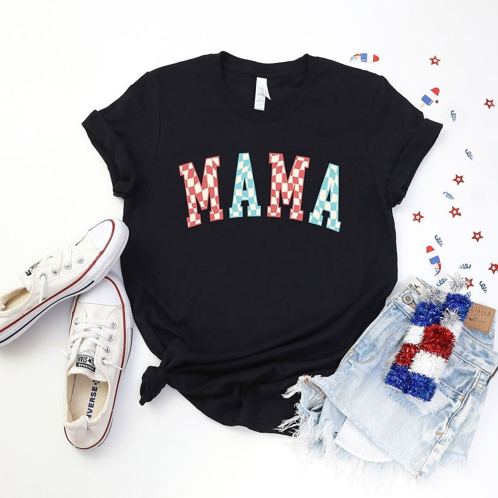 Mama Wavy Checkered Short Sleeve Crewnneck Tee