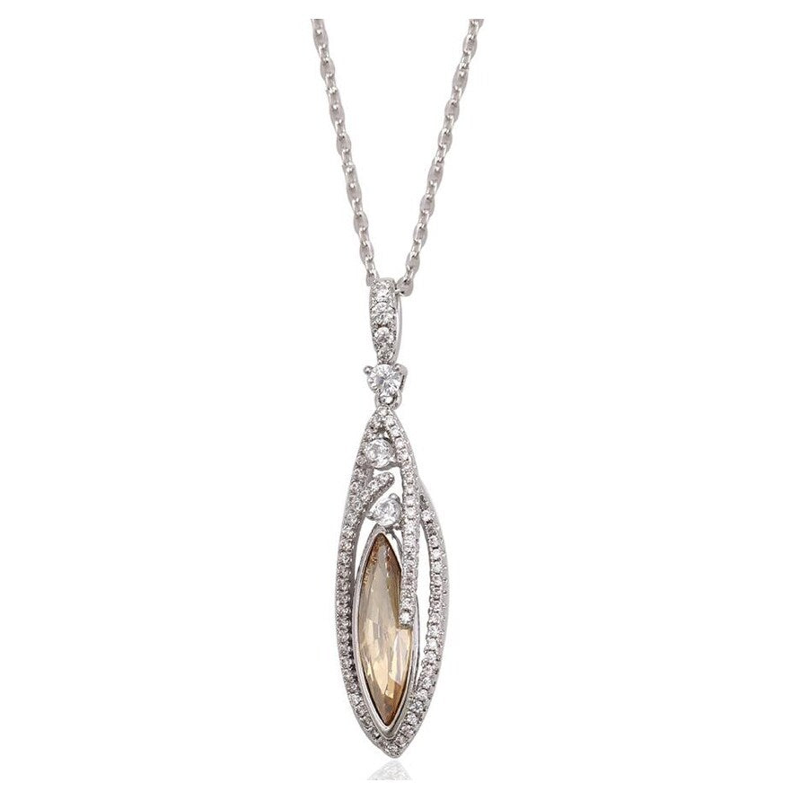 Marquis Cat Eye Pave Crystal Pendant Necklace - White