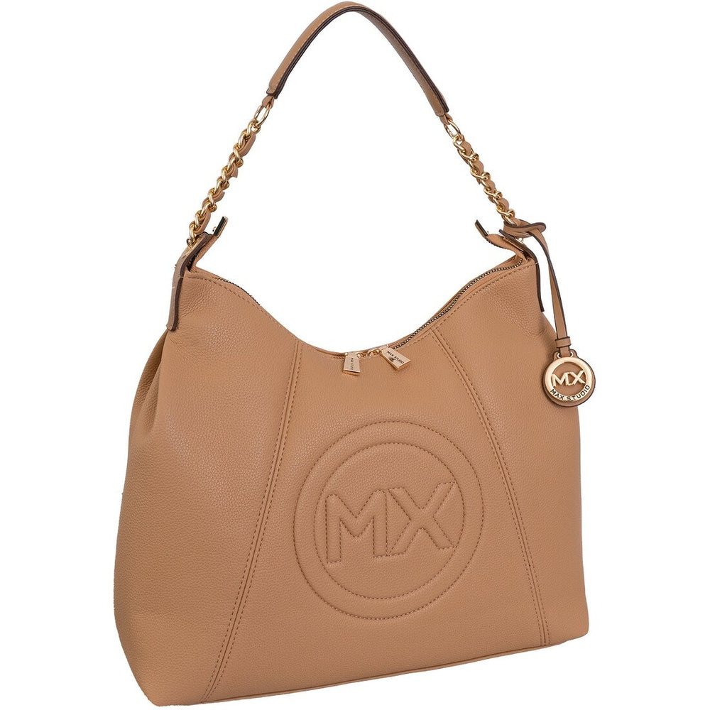 Max Studio Pebble Signaure Chain Slouchy Hobo Tote