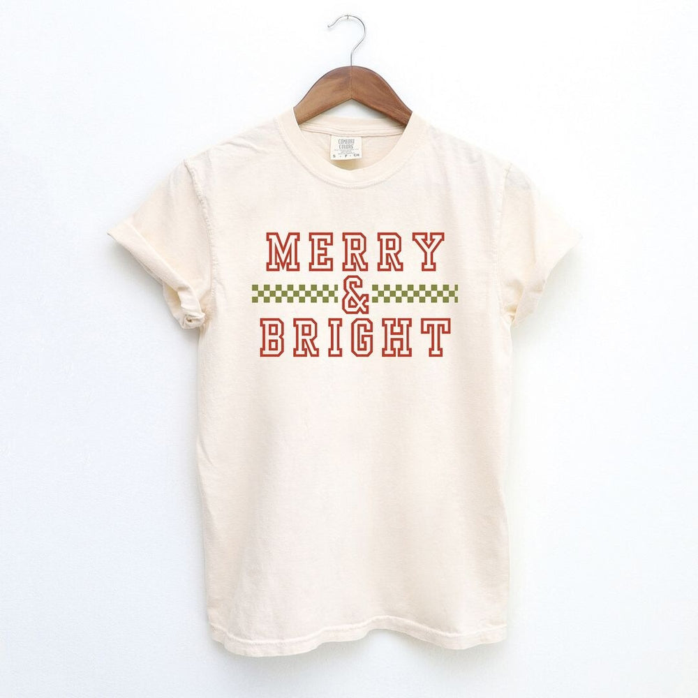 Merry And Bright Checkered Garment Dyed Tee