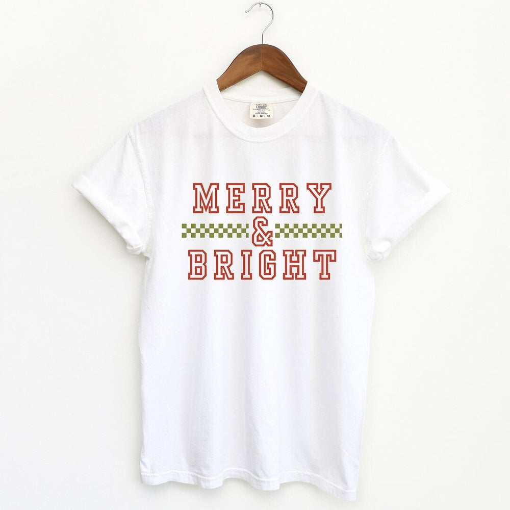 Merry And Bright Checkered Garment Dyed Tee