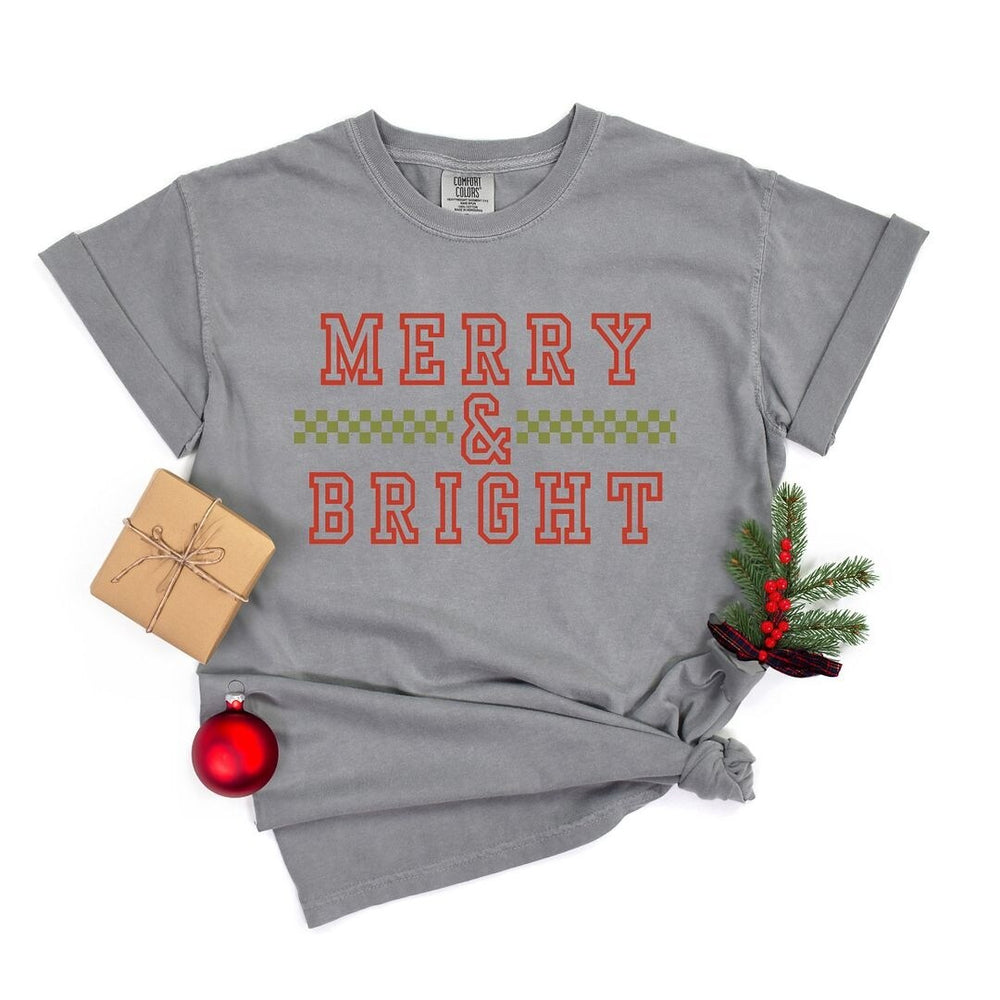 Merry And Bright Checkered Garment Dyed Tee