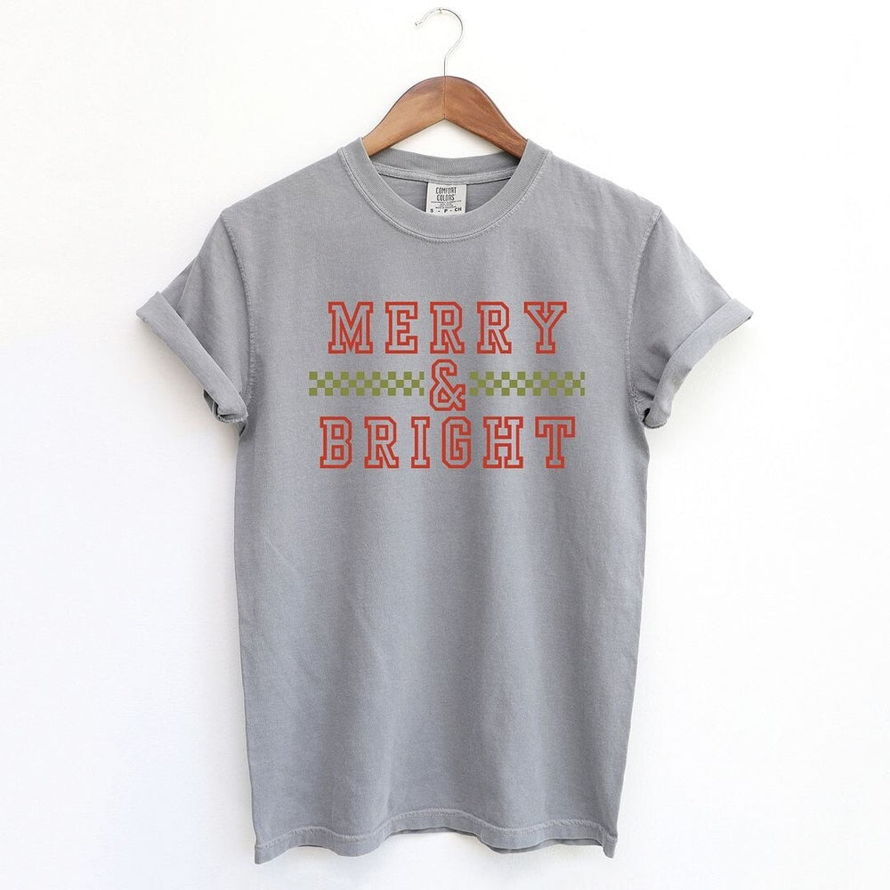 Merry And Bright Checkered Garment Dyed Tee