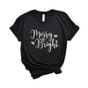 Merry And Bright Cursive Short Sleeve Crewnneck Tee