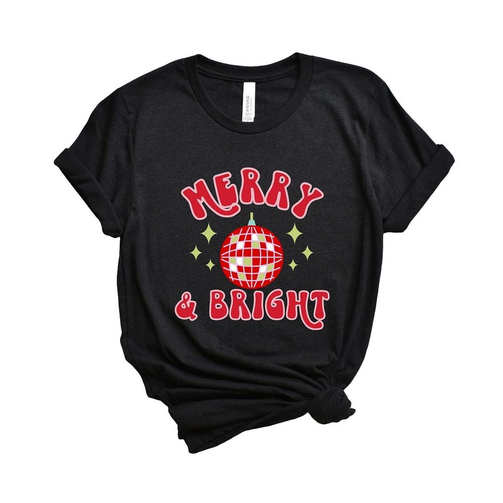 Merry And Bright Disco Ball Short Sleeve Crewnneck Tee