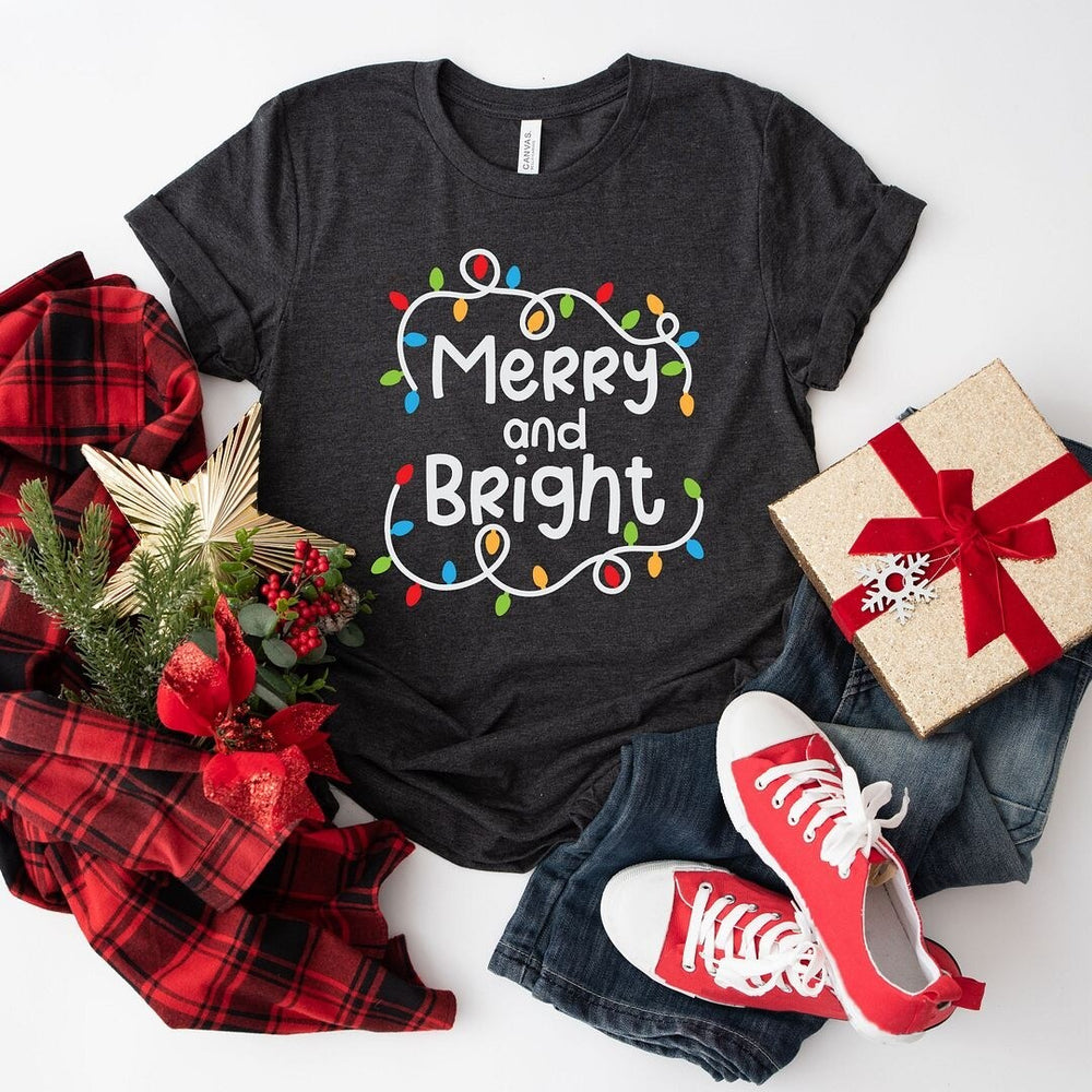 Merry And Bright Lights Short Sleeve Crewnneck Tee