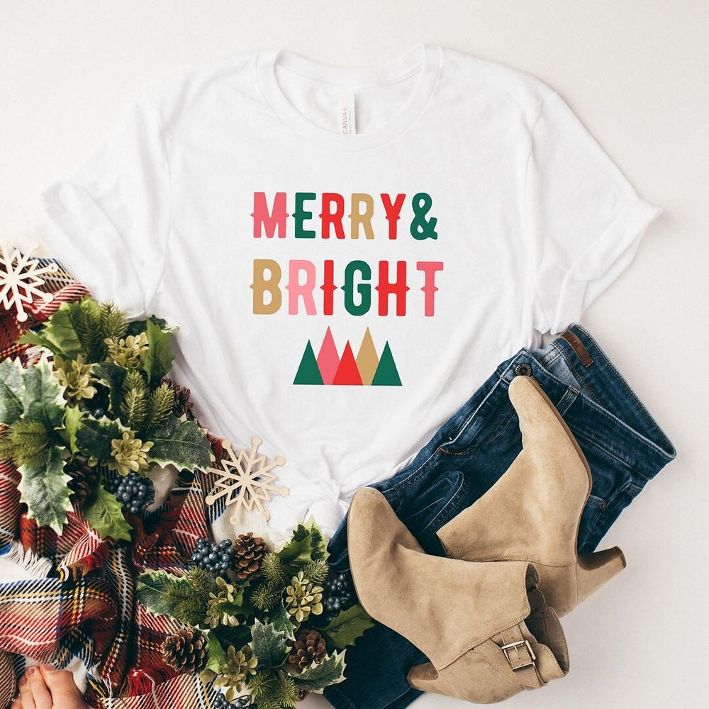 Merry And Bright Mountains Short Sleeve Crewnneck Tee