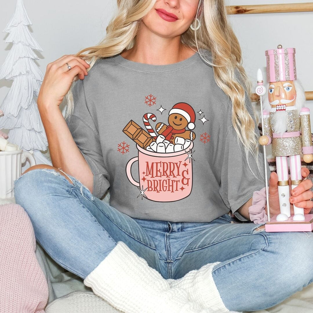 Merry And Bright Mug Garment Dyed Tee