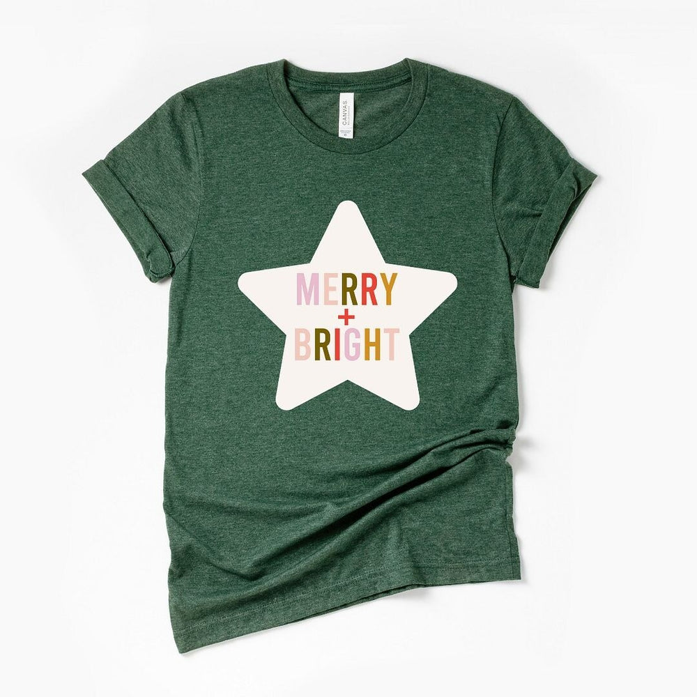 Merry And Bright Star Short Sleeve Crewnneck Tee