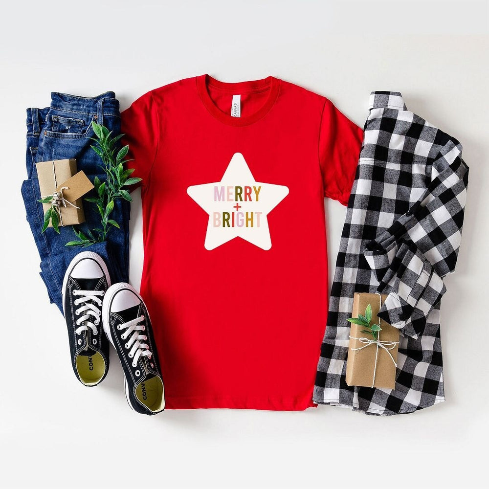 Merry And Bright Star Short Sleeve Crewnneck Tee