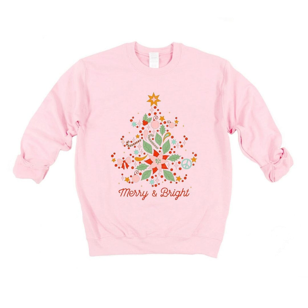 Merry And Bright Tree Grunge Graphic Sweatshirt