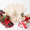 Merry And Bright Tree Grunge Short Sleeve Crewnneck Tee