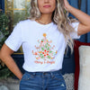 Merry And Bright Tree Grunge Short Sleeve Crewnneck Tee