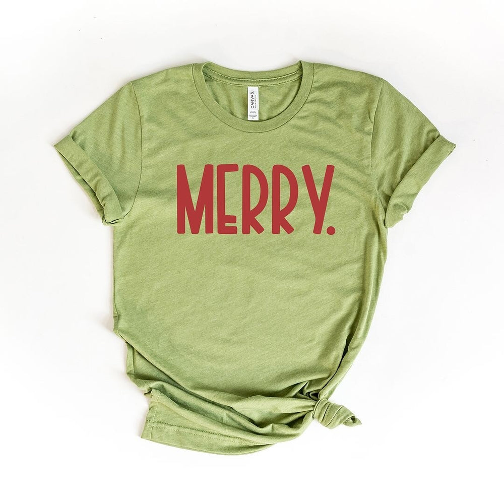 Merry Bold Word Short Sleeve Crewnneck Tee