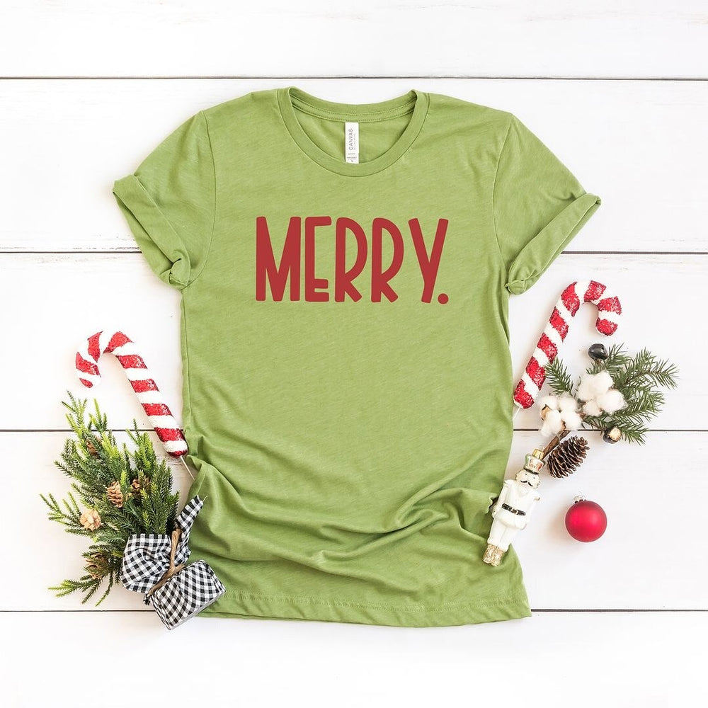 Merry Bold Word Short Sleeve Crewnneck Tee