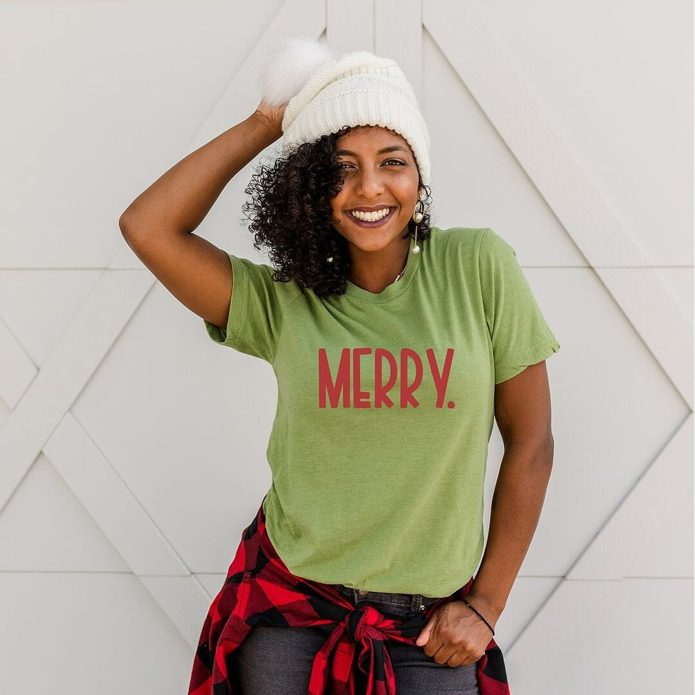 Merry Bold Word Short Sleeve Crewnneck Tee